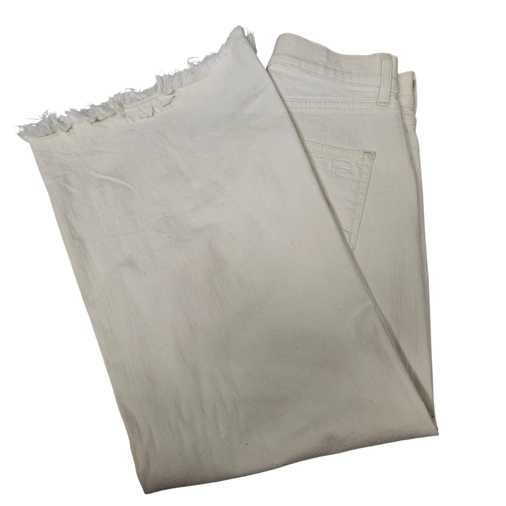 AYR The Must Cropped Fray Wide Leg Jeans Size 26 High Rise Cream